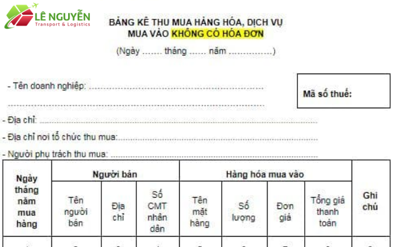 Sử dụng bảng kê mua hàng không hóa đơn theo quy định