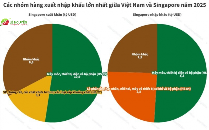Bức tranh tổng thể xuất nhập khẩu Việt Nam – Singapore năm 2025